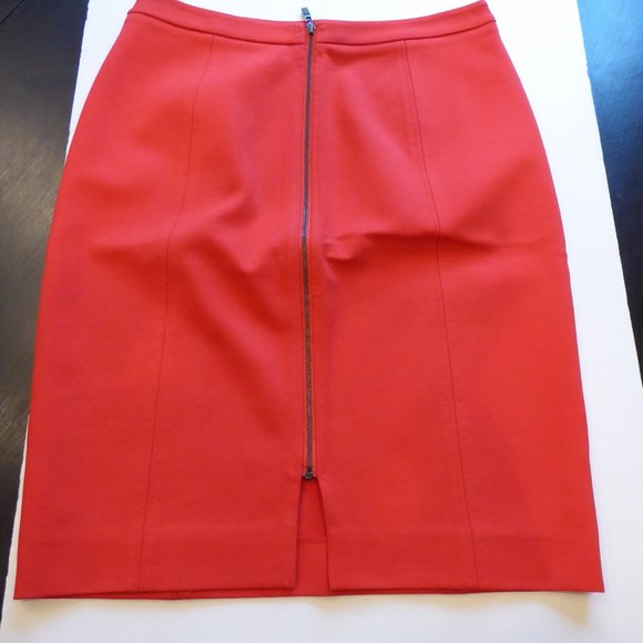 LK Bennett Berry Red RITA Back Zippered Pencil Skirt USA Size 4 - Picture 2 of 9